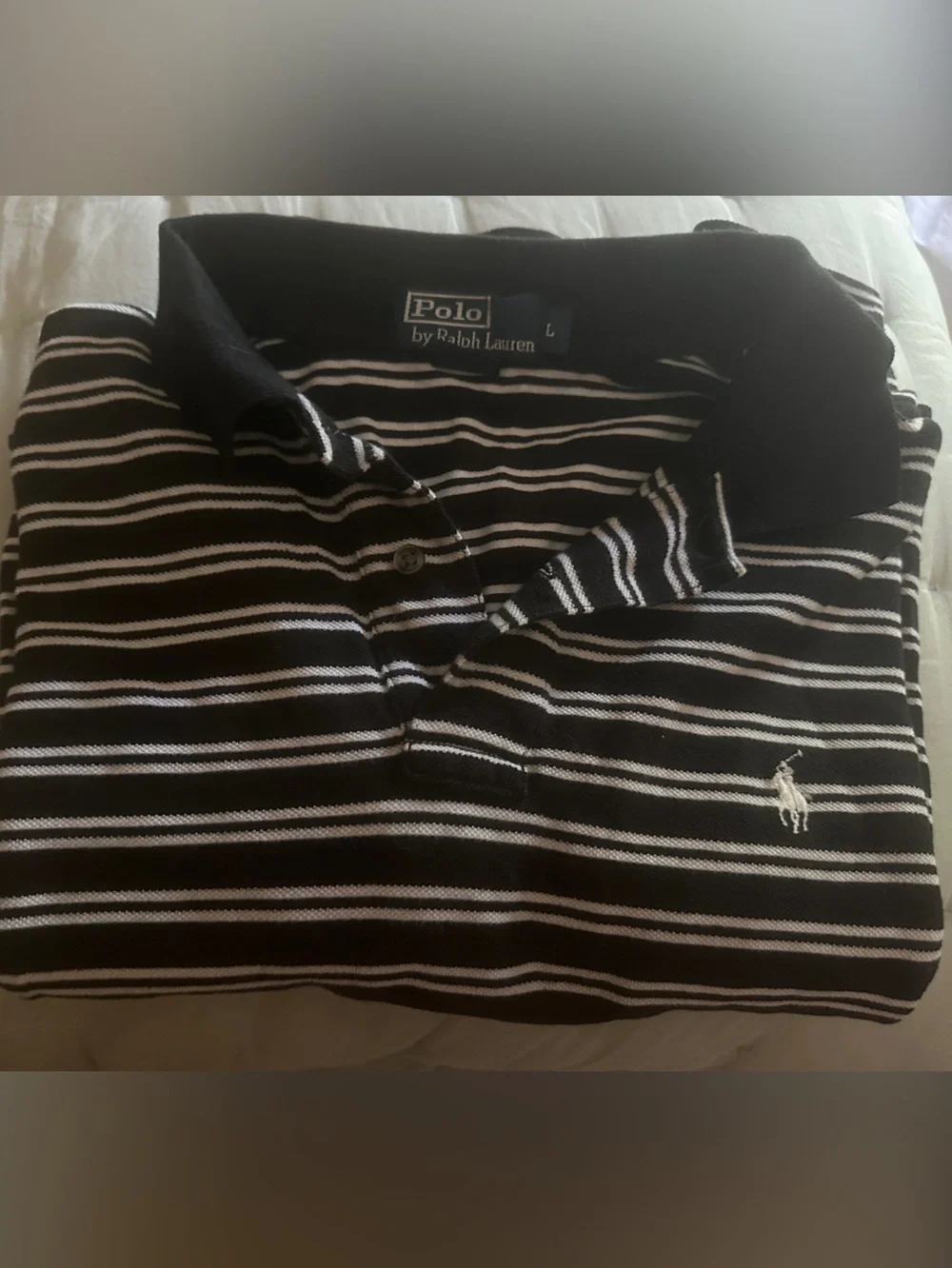 Polo by Ralph Lauren Black and White Striped Polo Shirt